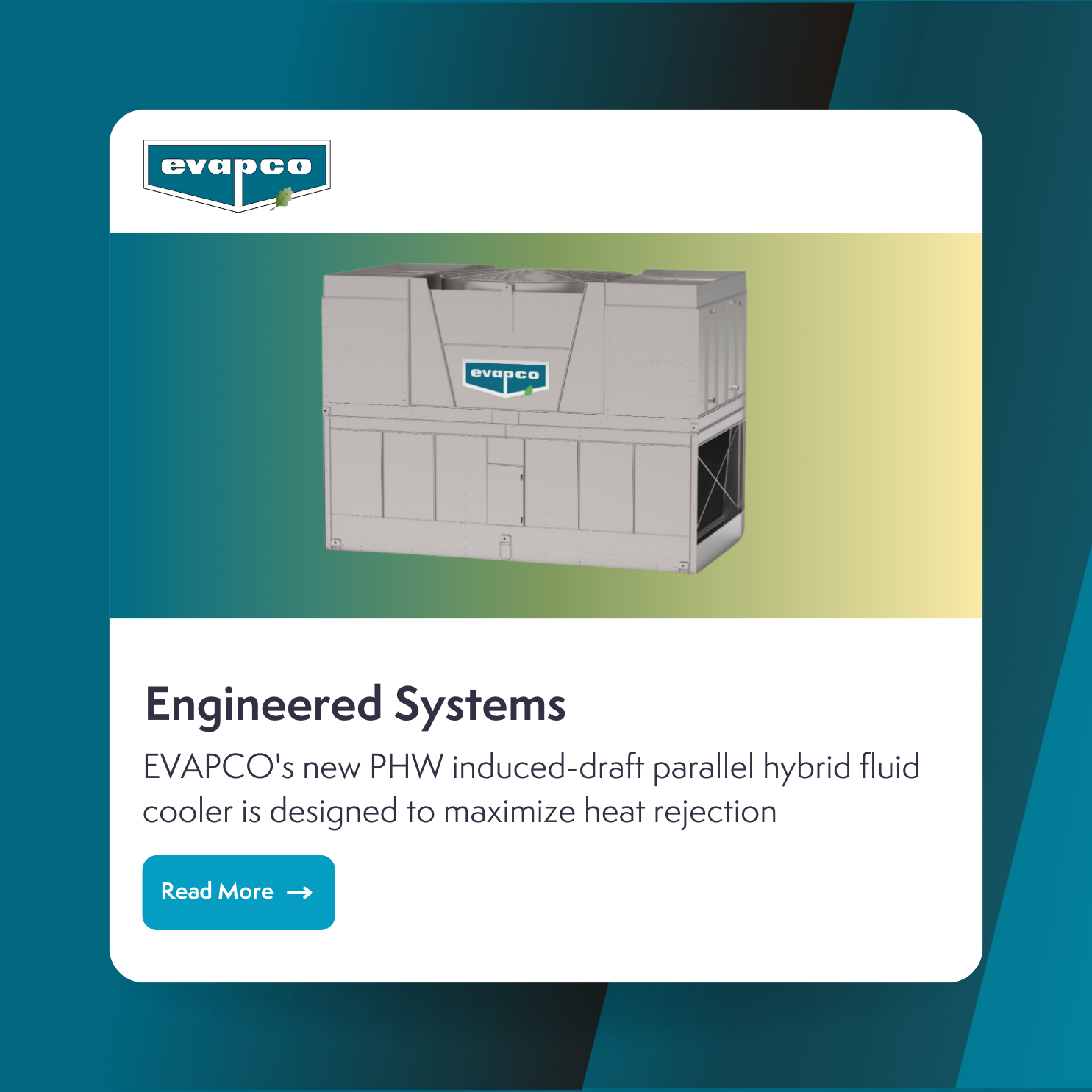 EVAPCO's new PHW induceddraft parallel hybrid fluid cooler is designed